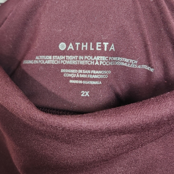 Athleta Altitude Stash Tight Polartech Lined Fleece Leggings Burgundy Size 2X - Picture 6 of 9